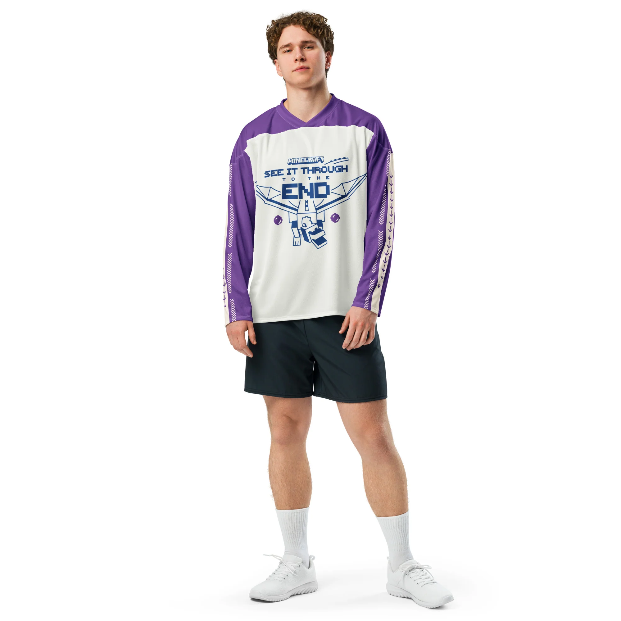 Minecraft See It Through The End Personalized Name Hockey Jersey - Image 3