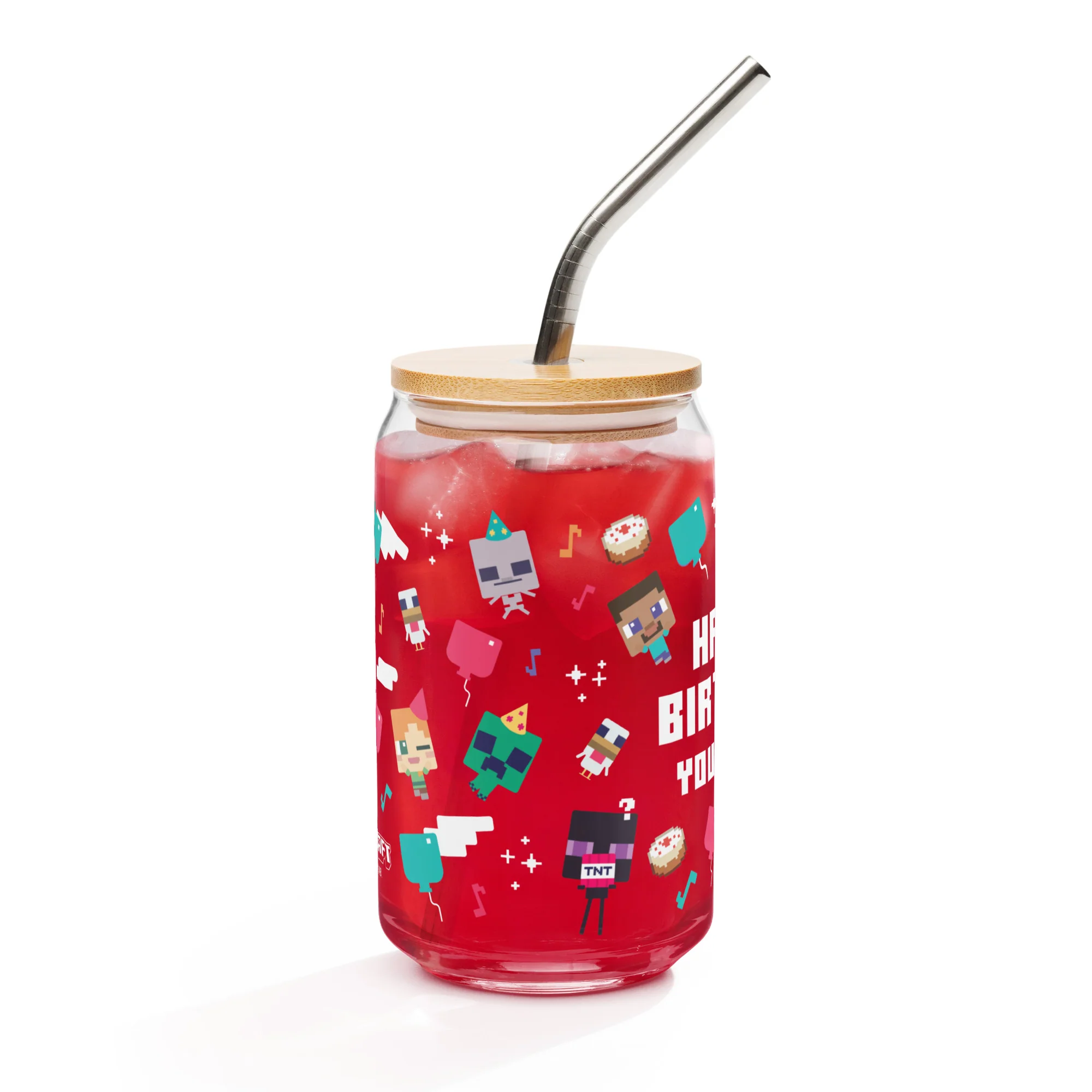 Minecraft Can-Shaped Glass Happy Birthday Personalized Name - Image 2