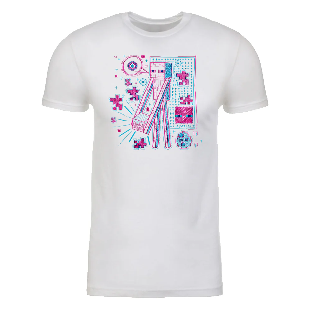 Minecraft Acid Sketch Enderman Adult Short Sleeve T-Shirt - Image 3