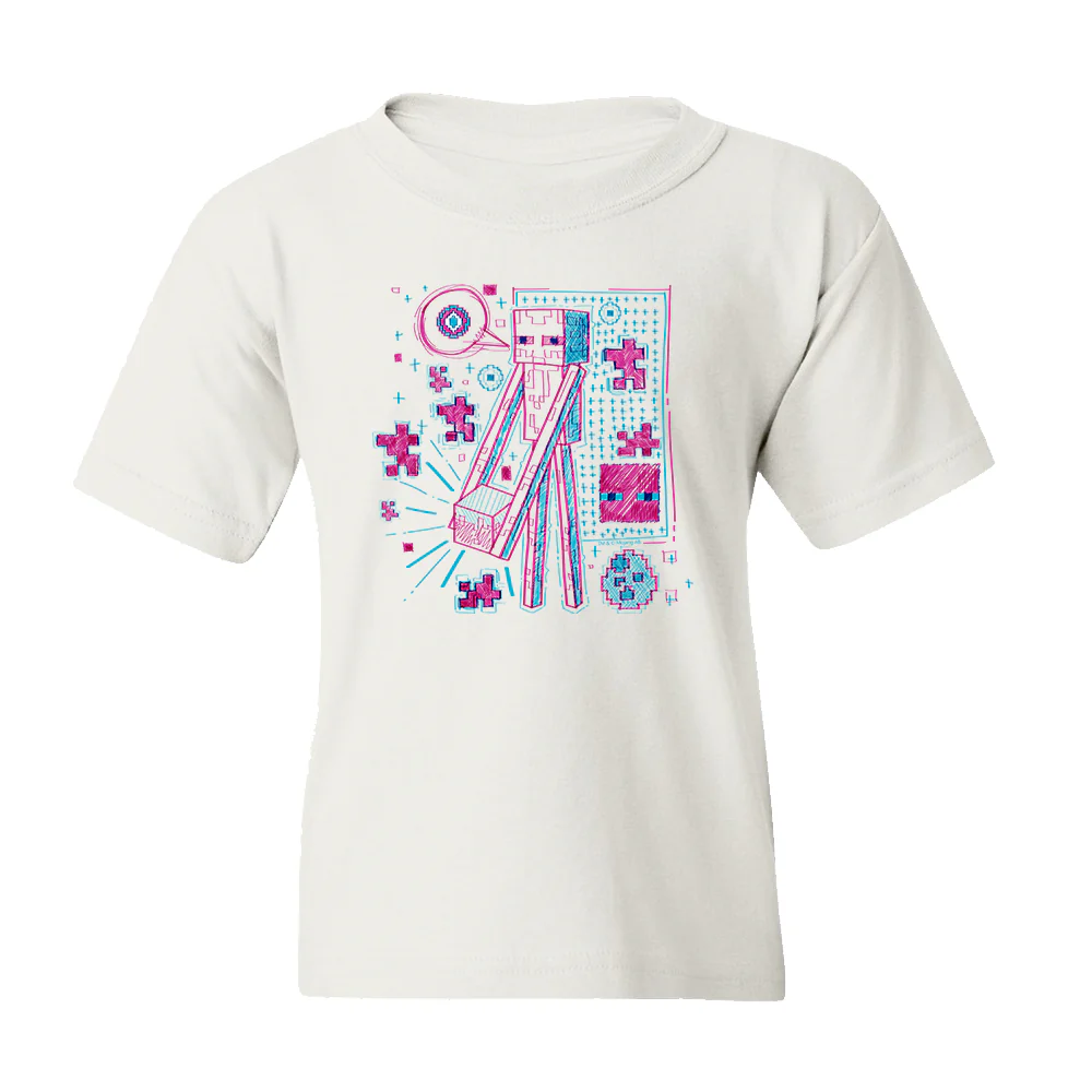 Minecraft Acid Sketch Enderman Kids Short Sleeve T-Shirt - Image 3