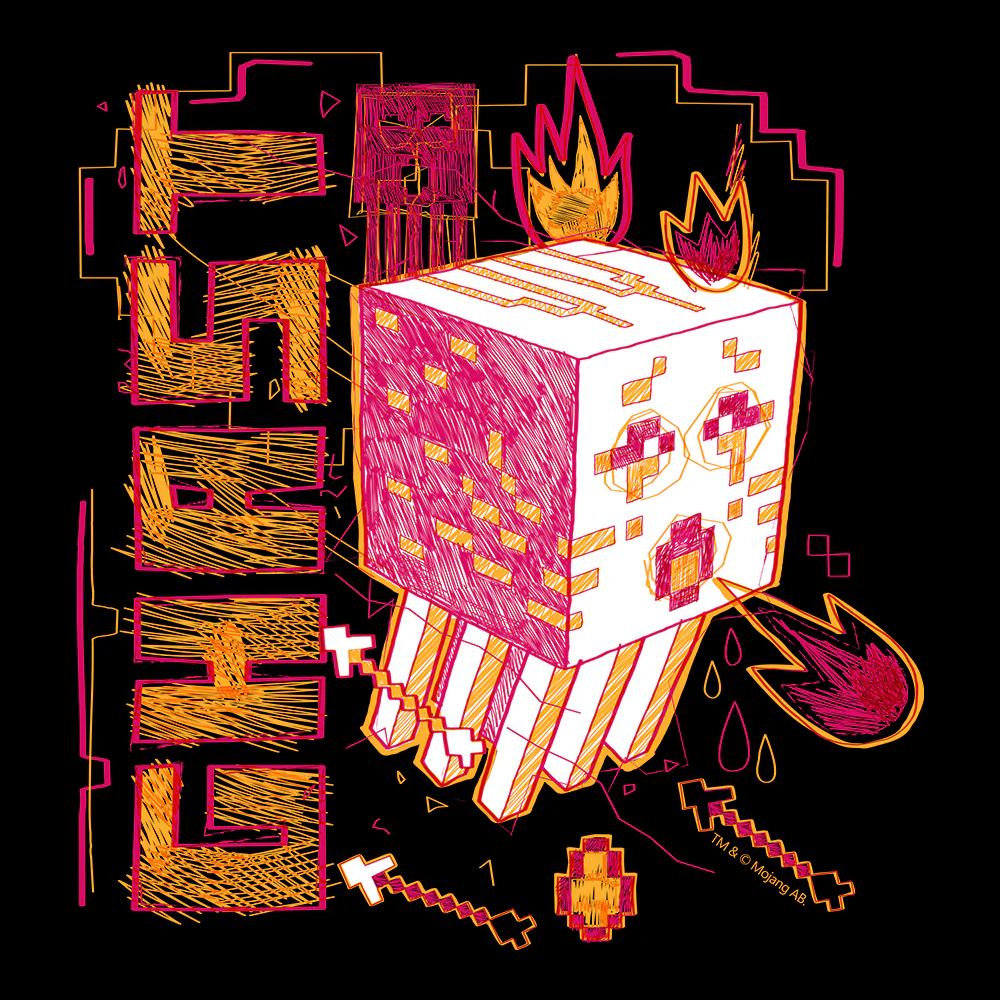Minecraft Acid Sketch Ghast Kids Short Sleeve T-Shirt - Image 2