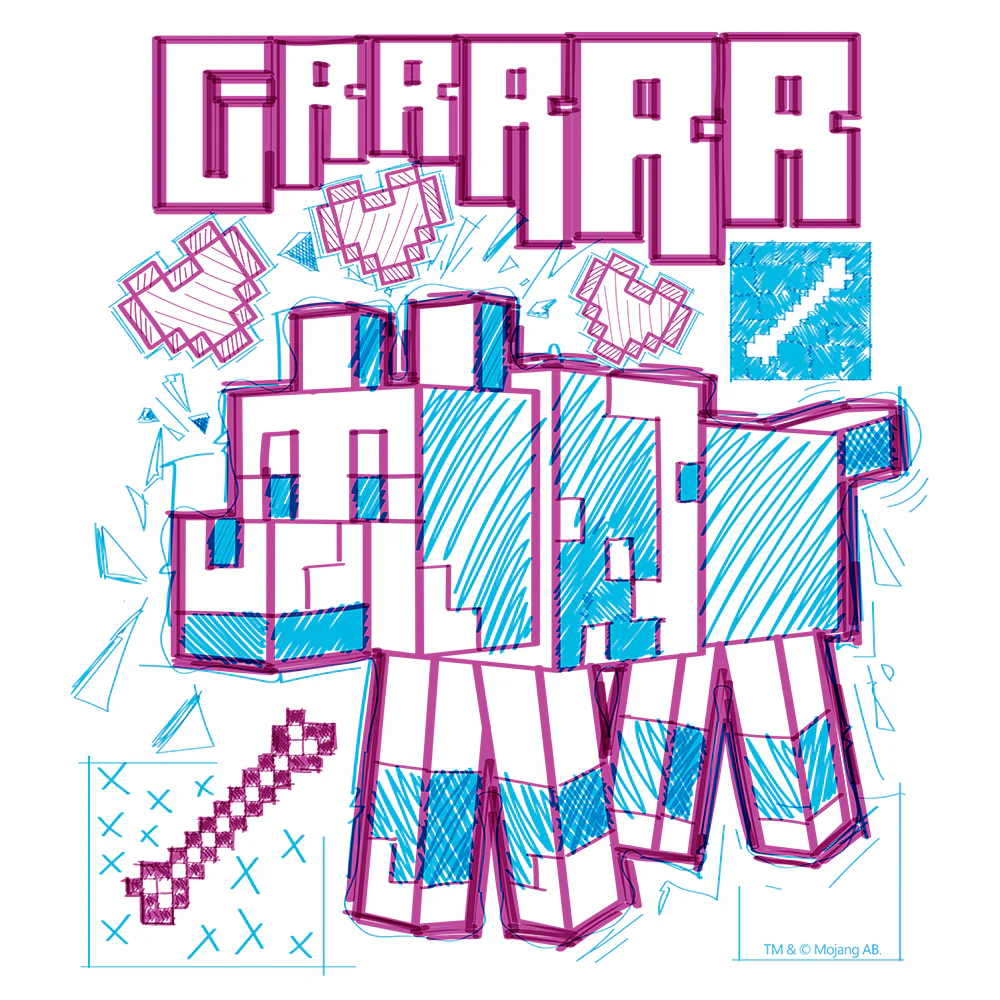 Minecraft Acid Sketch Wolf Kids Short Sleeve T-Shirt - Image 3