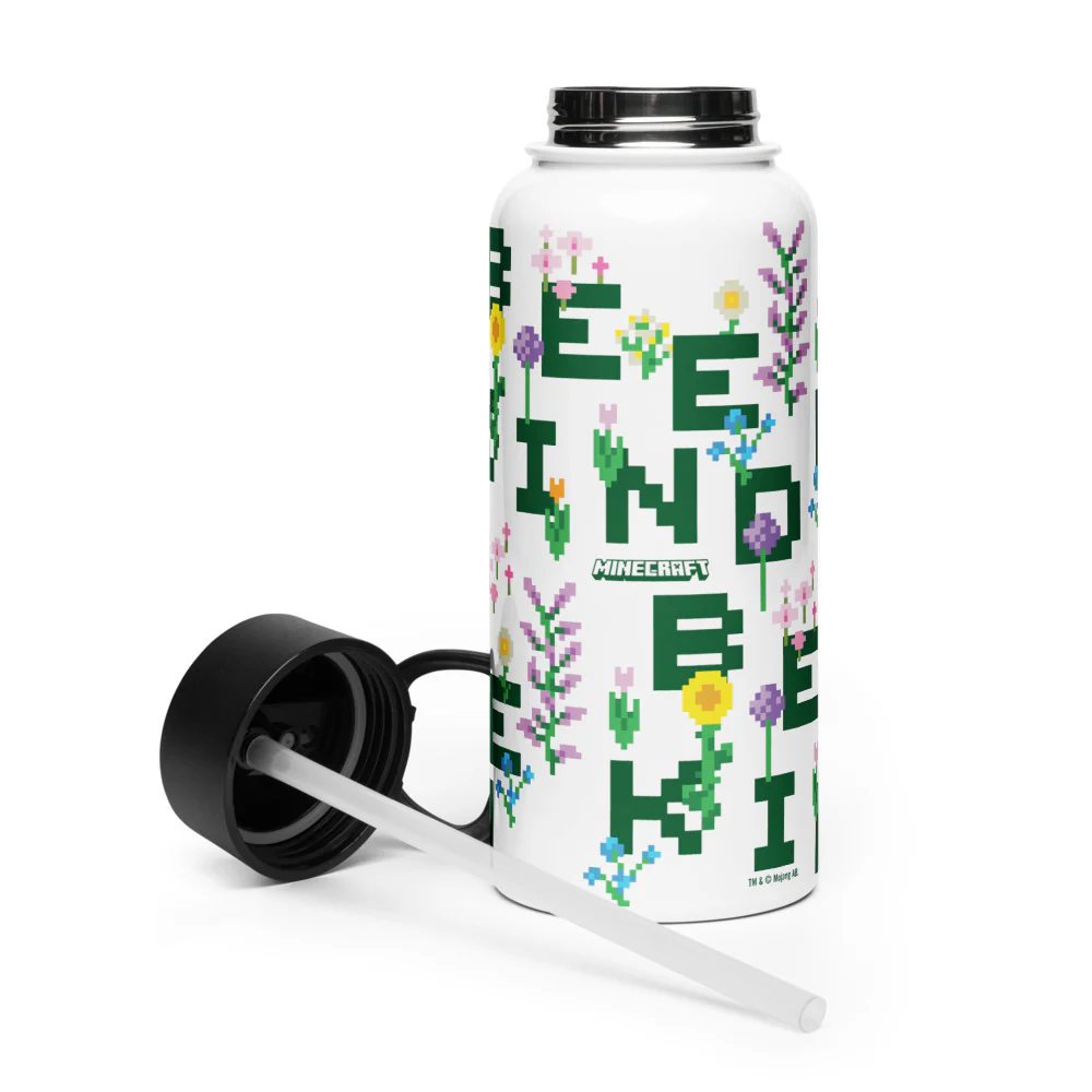 Minecraft Bee Kind Stainless Steel Water Bottle with a Straw Lid - Image 3