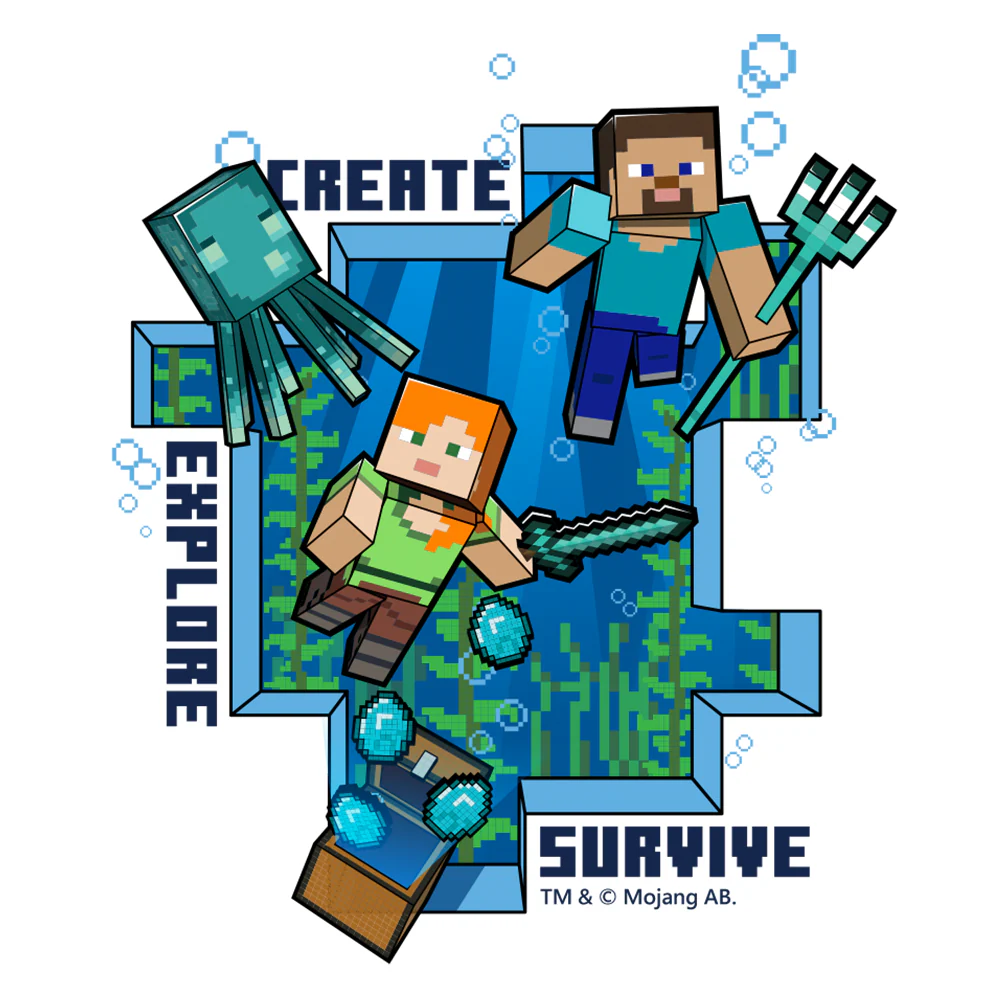 Minecraft Caves & Cliffs Create, Explore, Survive 20 oz Screw Top Personalized Water Bottle with Straw - Image 3