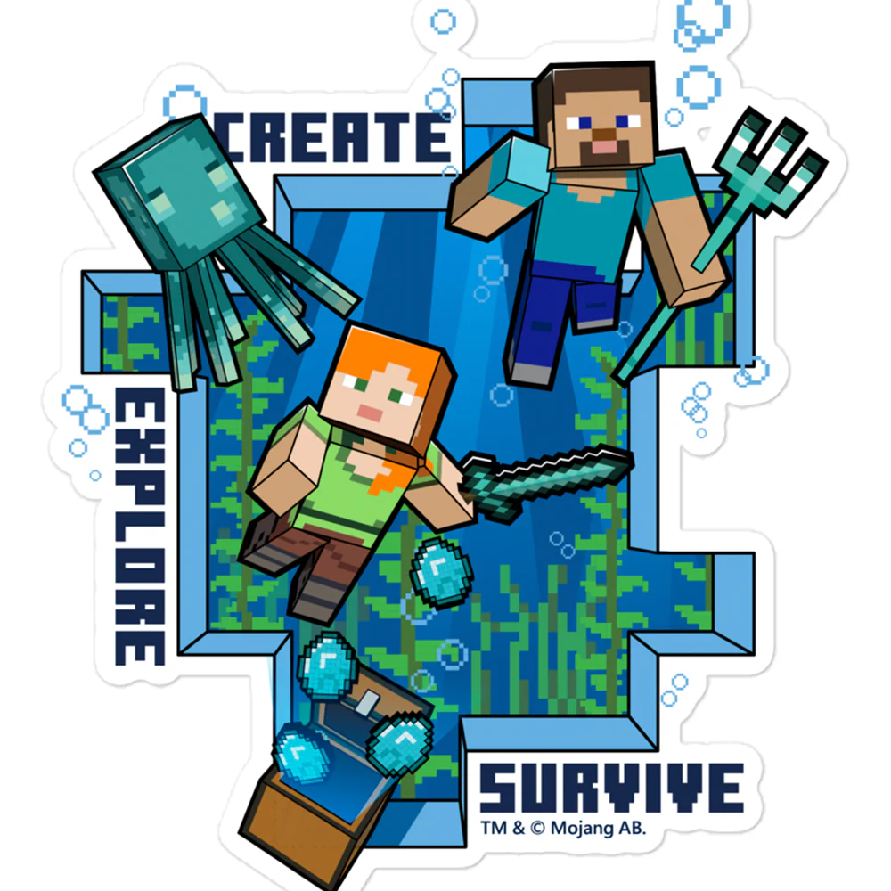 Minecraft Caves & Cliffs Create, Explore, Survive Die Cut Sticker - Image 3