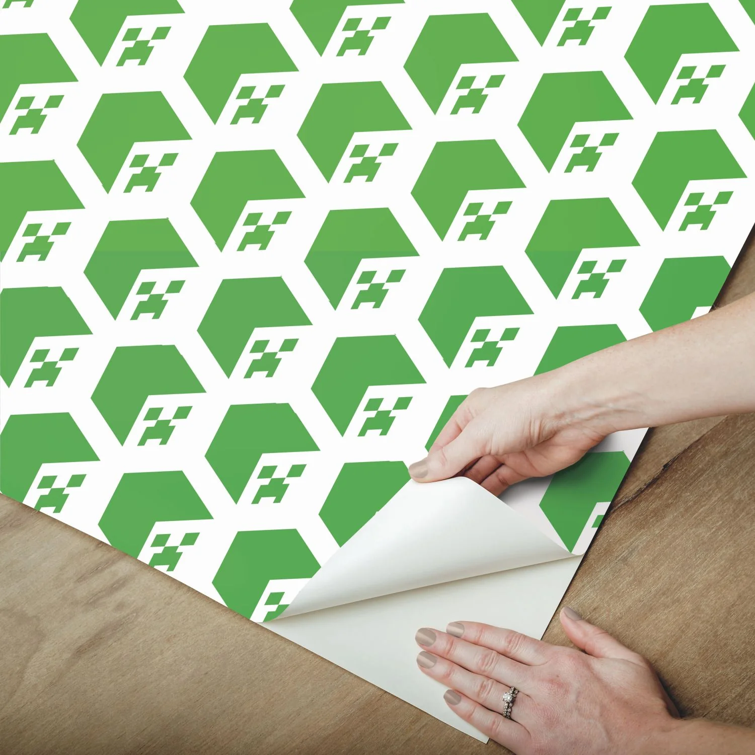 Minecraft Creeper Face Green Peel & Stick Wallpaper - Image 3