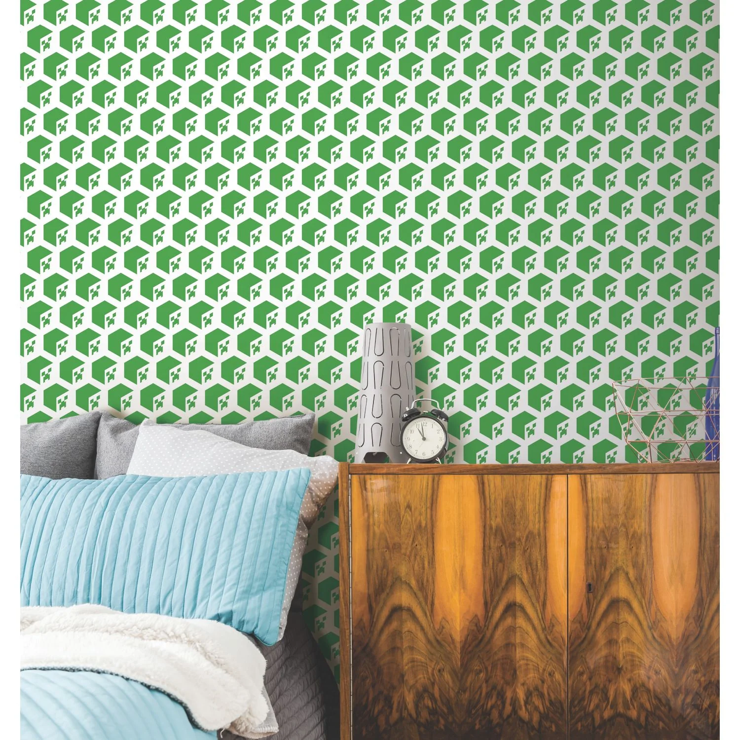 Minecraft Creeper Face Green Peel & Stick Wallpaper - Image 6