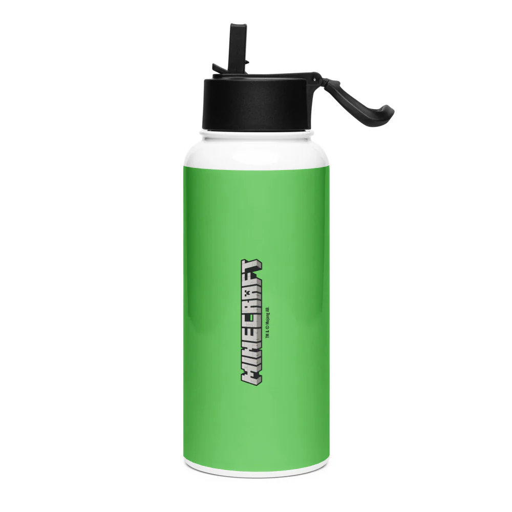Minecraft Creeper Big Face Stainless Steel Water Bottle with a Straw Lid - Image 3