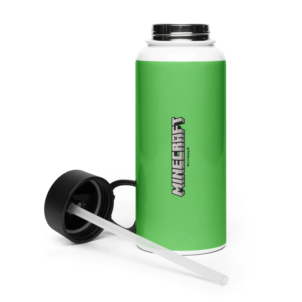 Minecraft Creeper Big Face Stainless Steel Water Bottle with a Straw Lid - Image 5