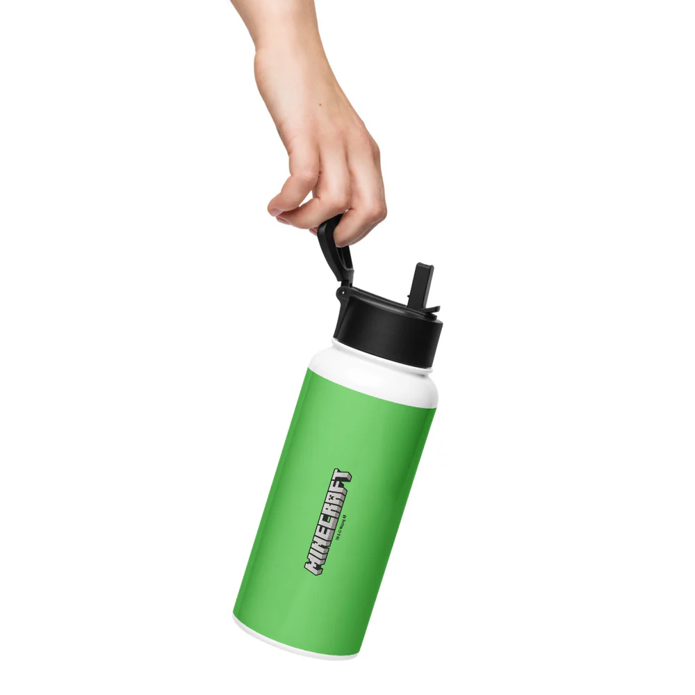 Minecraft Creeper Big Face Stainless Steel Water Bottle with a Straw Lid - Image 6