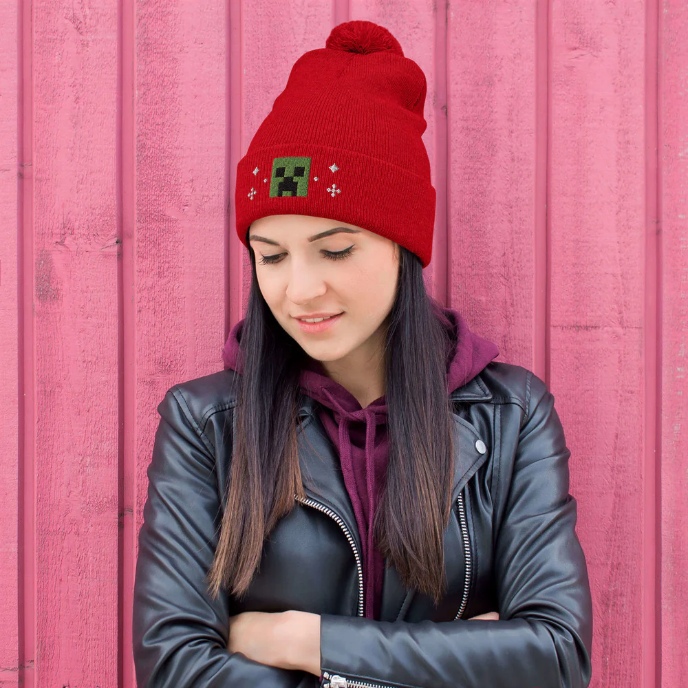 Minecraft Creeper Holiday Pom Beanie - Image 2