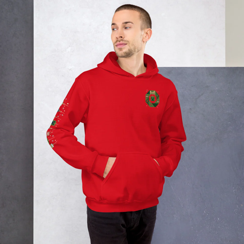 Minecraft Creeper Holiday Wreath Adult Hoodie - Image 6