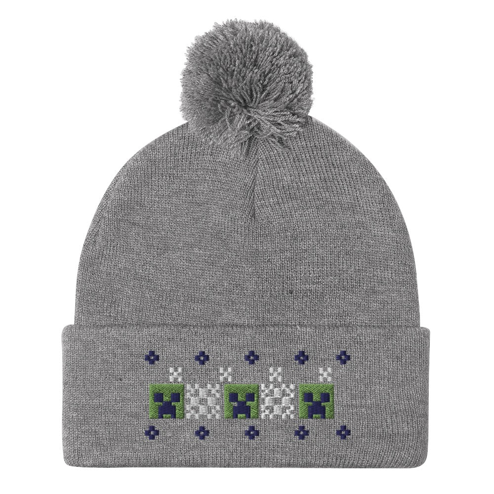 Minecraft Creeper Pom Pom Knit Beanie - Image 4