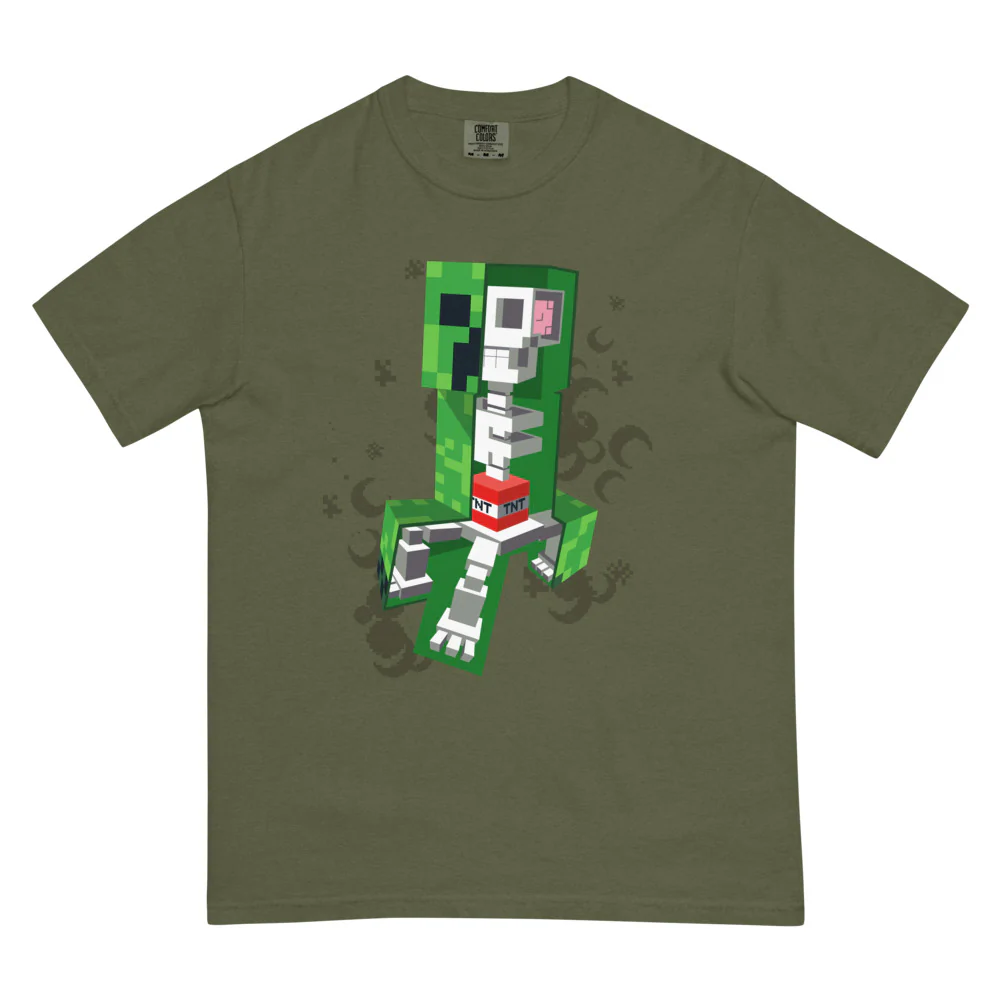 Minecraft Creeper Skeleton Unisex Comfort Colors T-Shirt - Image 7