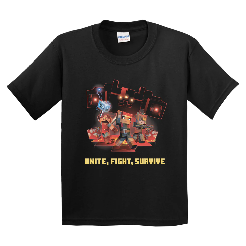 Minecraft Dungeons Unite, Fight, Survive Kids Short Sleeve T-shirt
