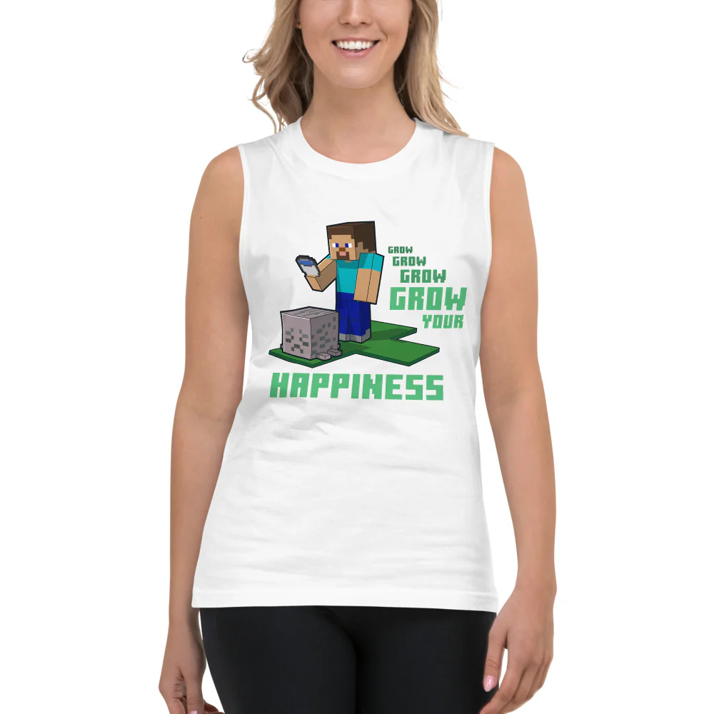 Minecraft Grow Your Happiness Adult Tank Top - Image 4