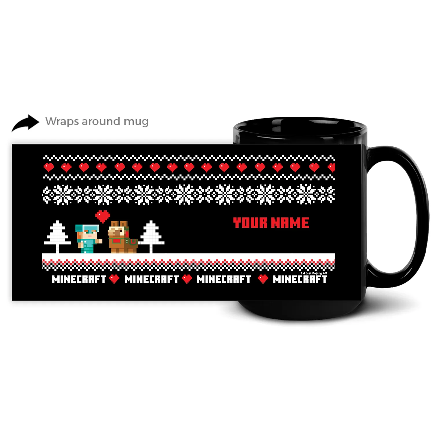 Minecraft Llama Sweater Personalized Black Mug - Image 3
