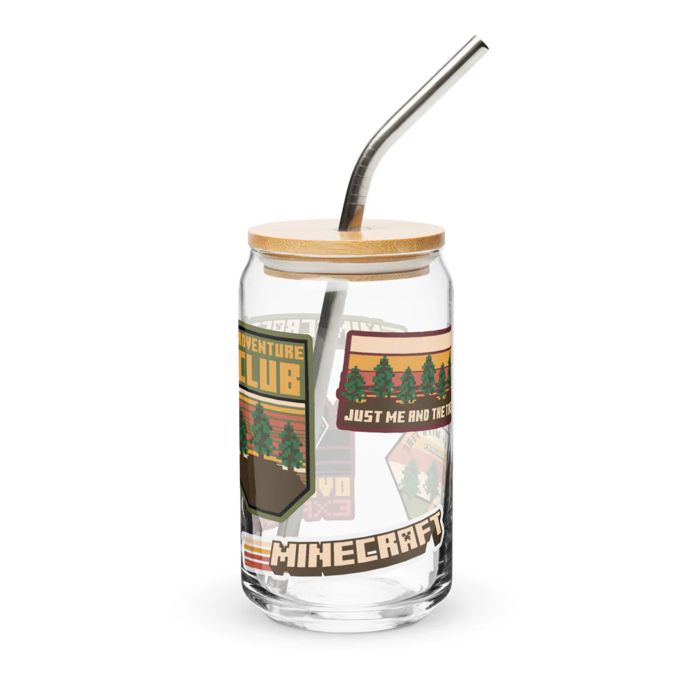 Minecraft Overworld Explorer Can Shaped Glass with Lid - Image 3
