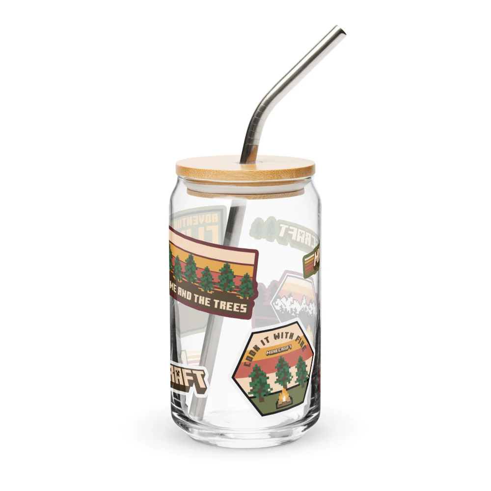Minecraft Overworld Explorer Can Shaped Glass with Lid - Image 4