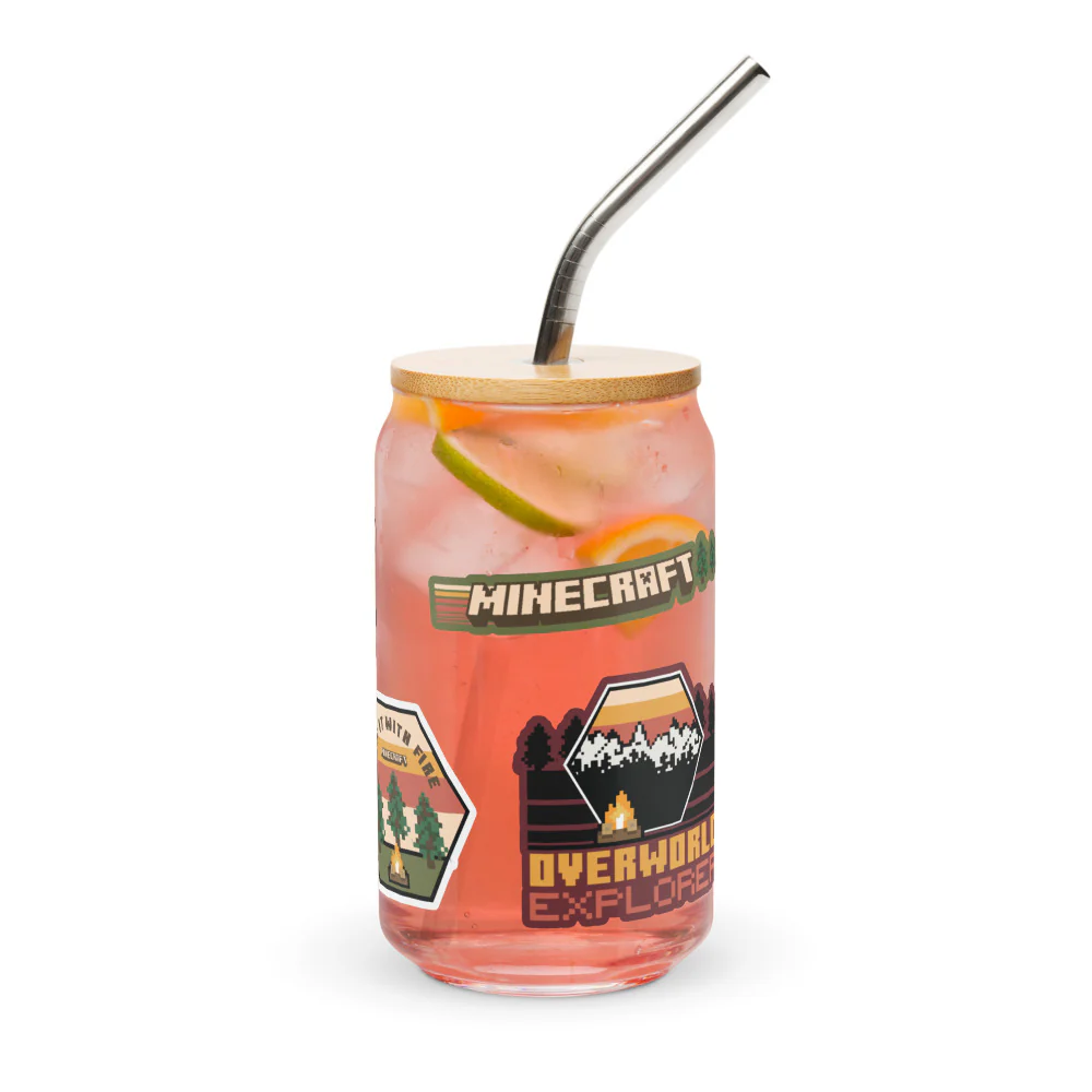 Minecraft Overworld Explorer Can Shaped Glass with Lid - Image 5