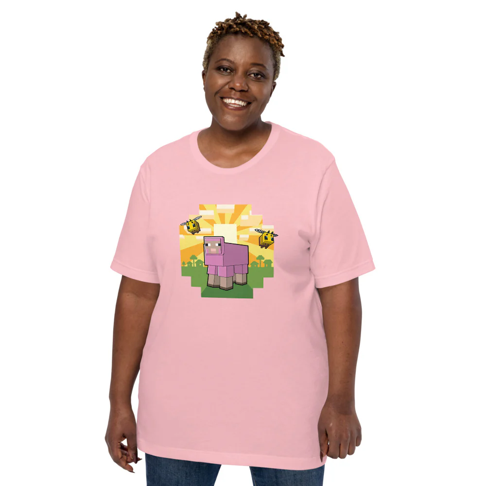 Minecraft Pink Sheep Adult T-Shirt - Image 15