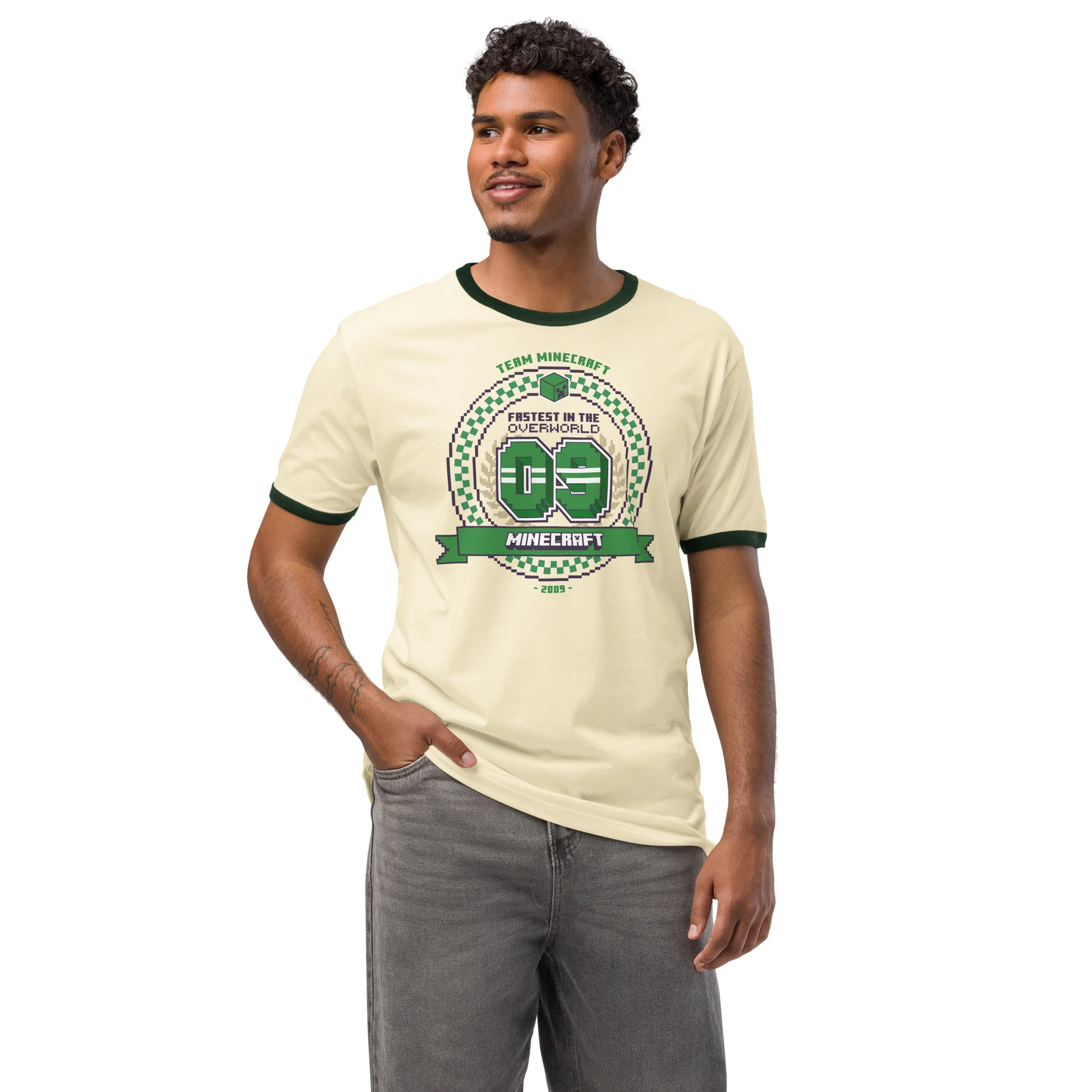 Minecraft Ringer T-Shirt Fastest In The Overworld - Image 3