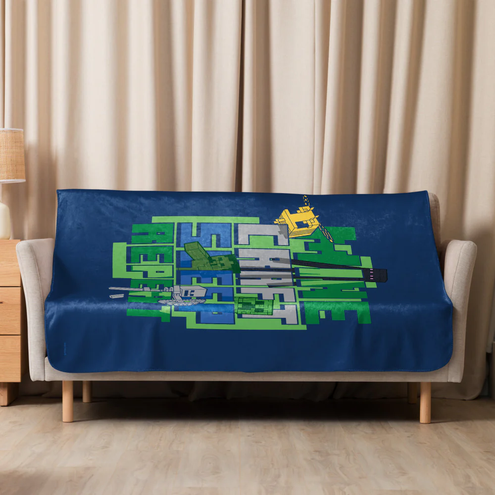 Minecraft Sleep Repeat Premium Sherpa Blanket - Image 10