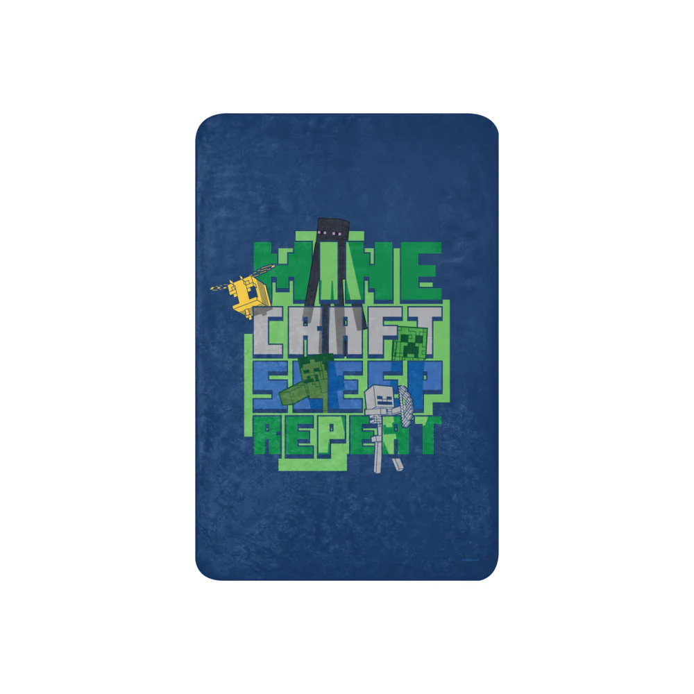 Minecraft Sleep Repeat Premium Sherpa Blanket - Image 3