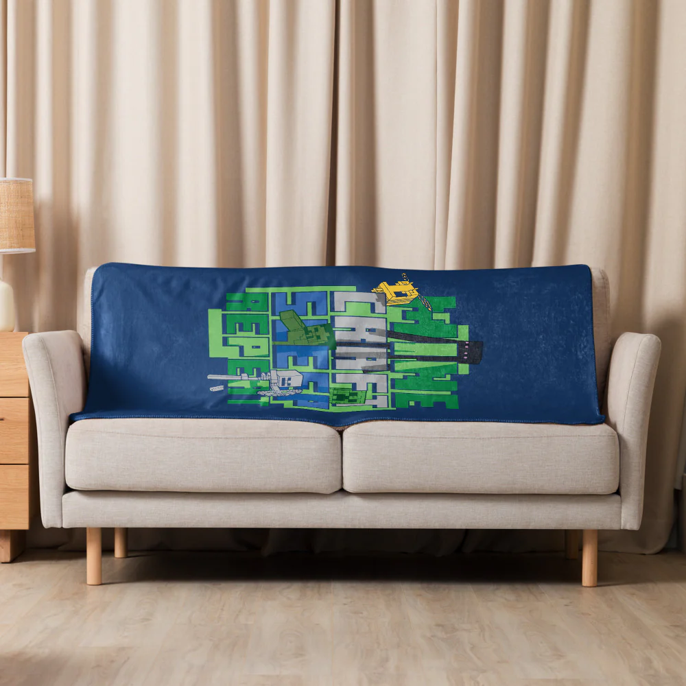 Minecraft Sleep Repeat Premium Sherpa Blanket - Image 5