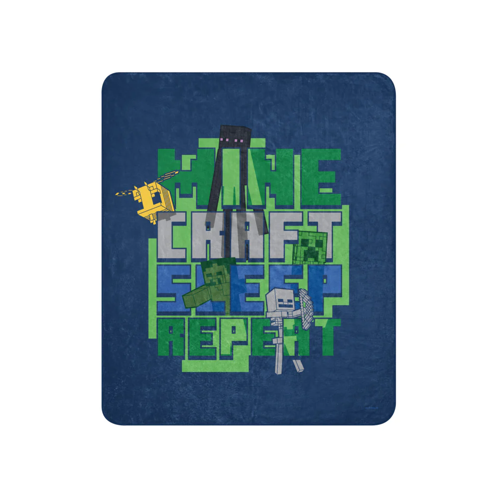 Minecraft Sleep Repeat Premium Sherpa Blanket - Image 8