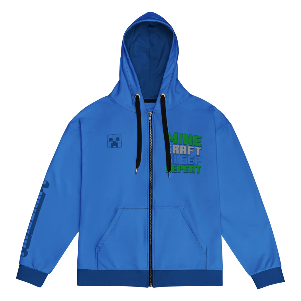 Minecraft Sleep Repeat Unisex Zip-Up Hoodie - Image 2