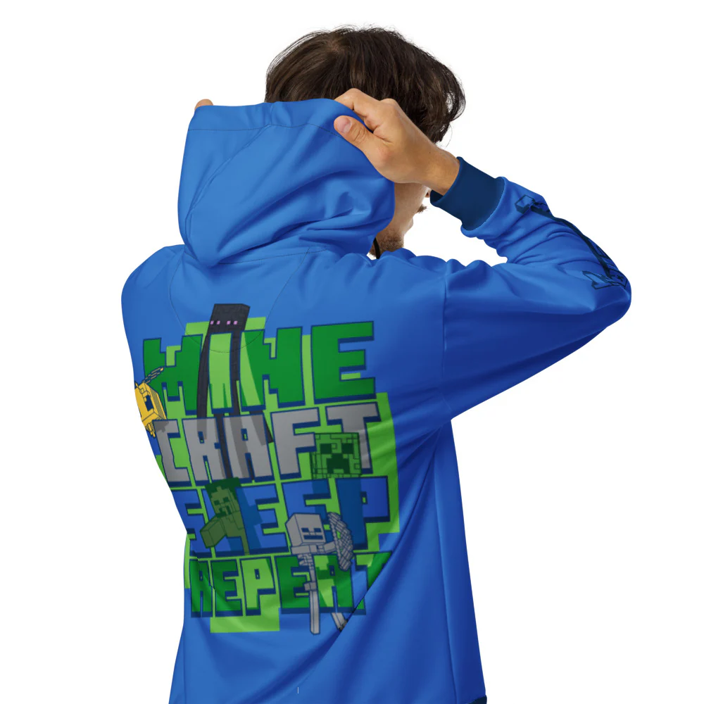 Minecraft Sleep Repeat Unisex Zip-Up Hoodie - Image 3