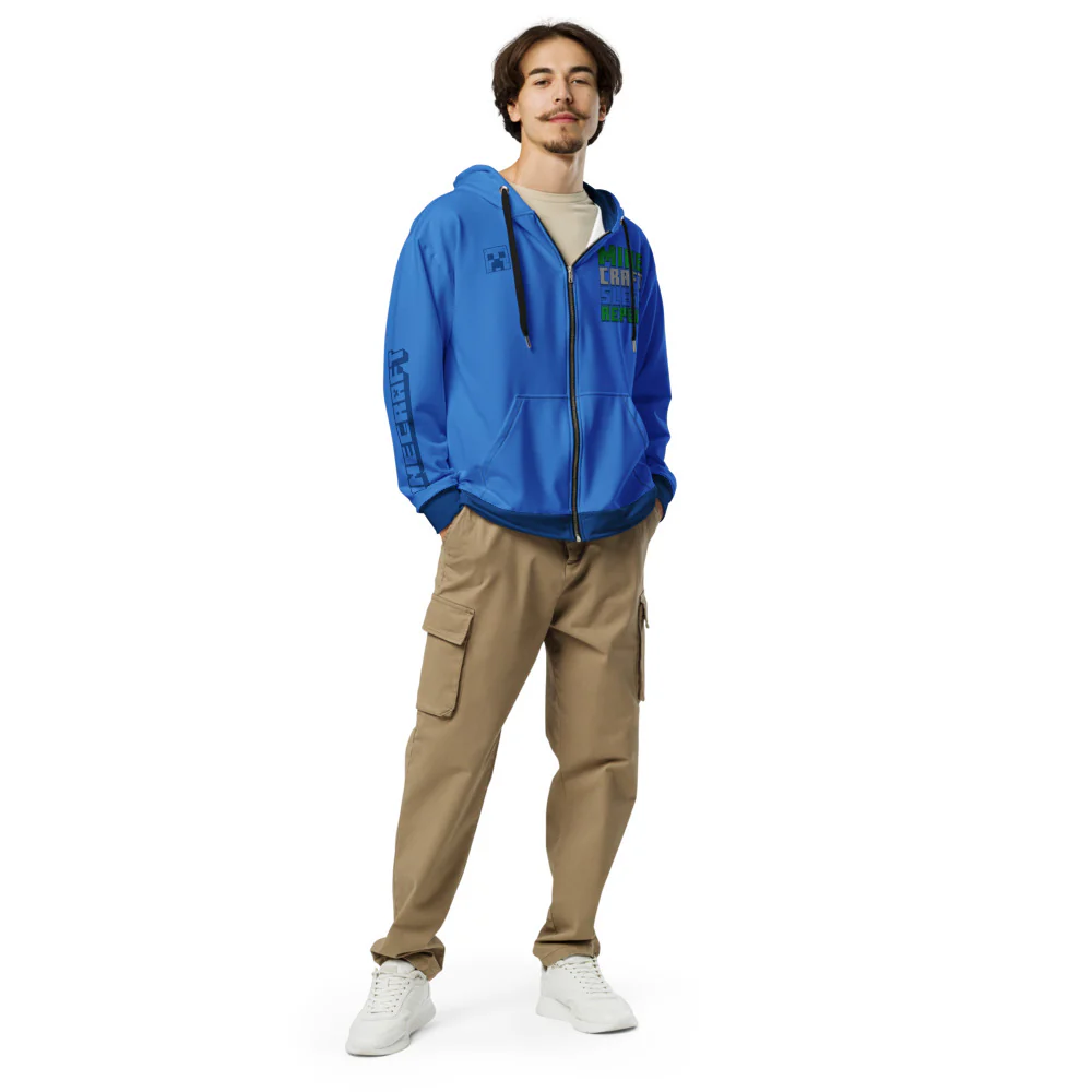 Minecraft Sleep Repeat Unisex Zip-Up Hoodie - Image 4