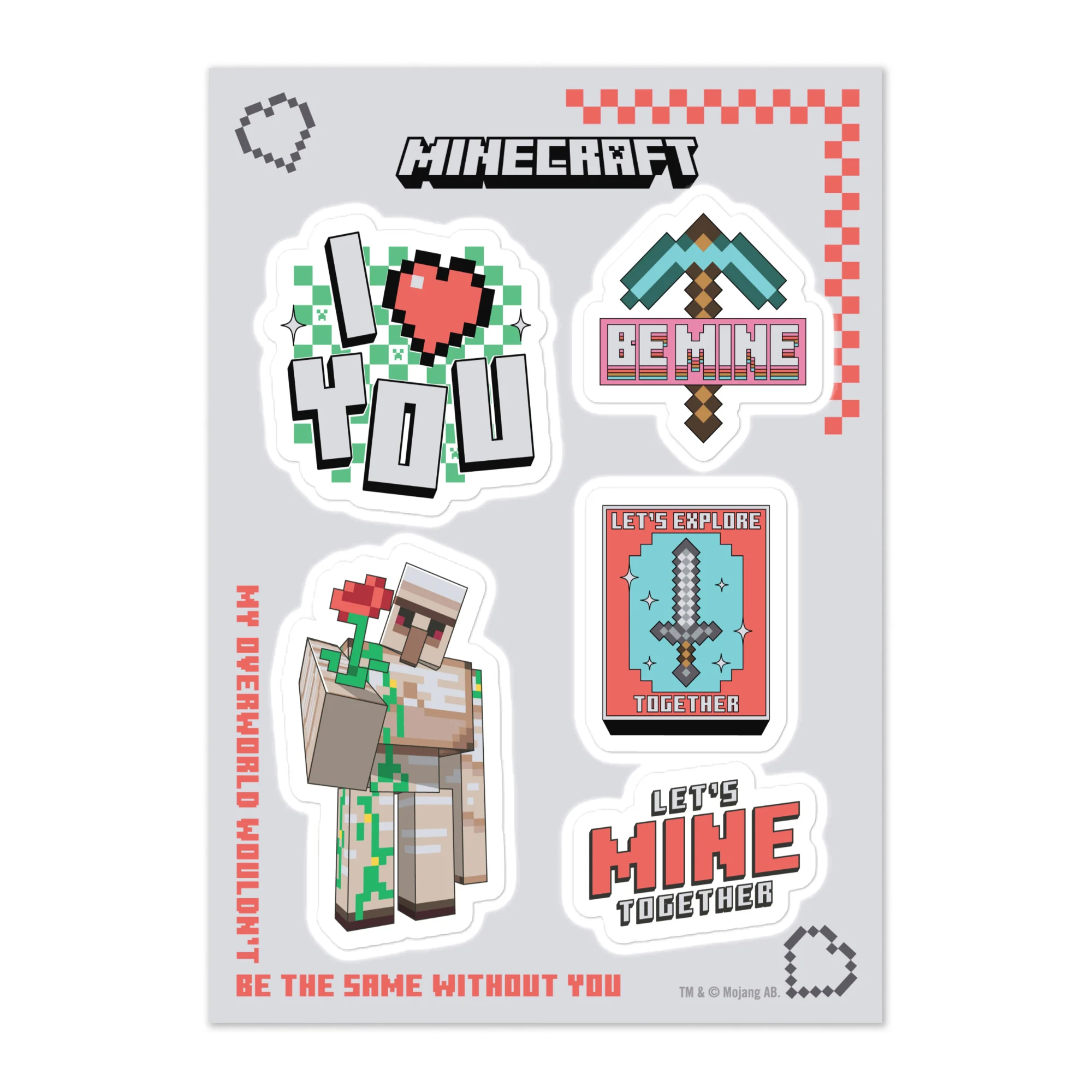 Minecraft Sticker Sheet Valentine's Day
