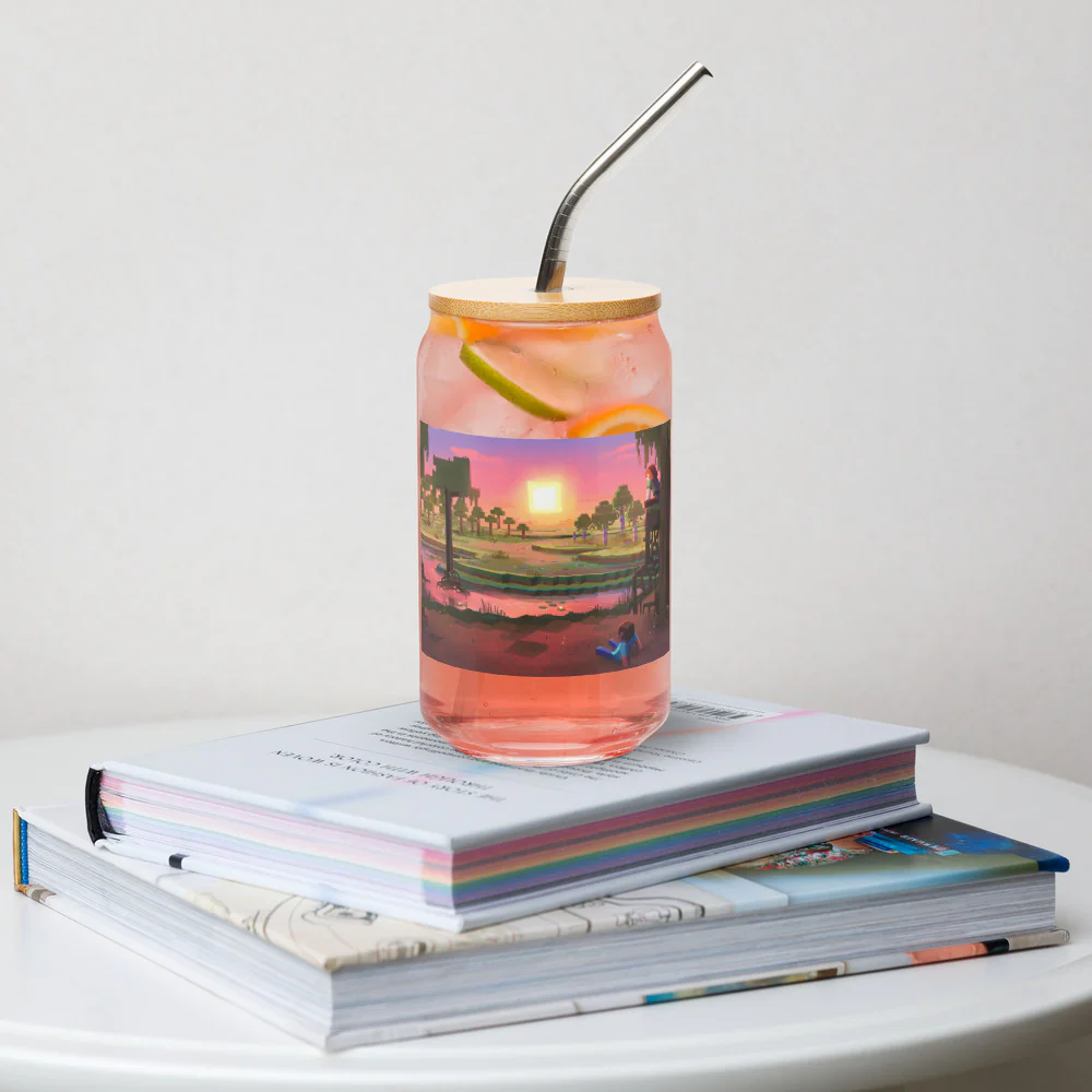 Minecraft Limited Loot Swamp Sunset Can-Shaped Glass with Lid and Straw - Image 3