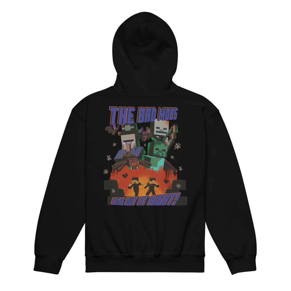 Minecraft The Bad Mobs Come Out At Night Kids Hoodie
