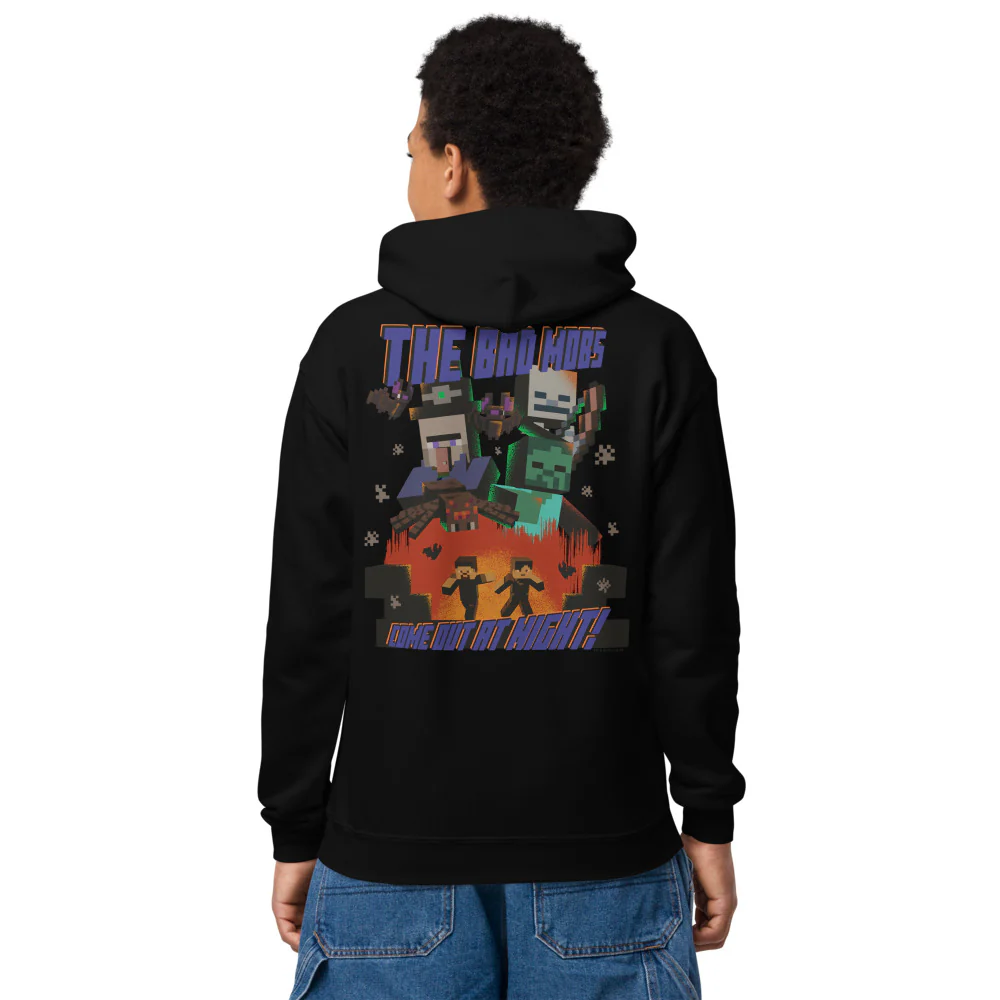 Minecraft The Bad Mobs Come Out At Night Kids Hoodie - Image 4