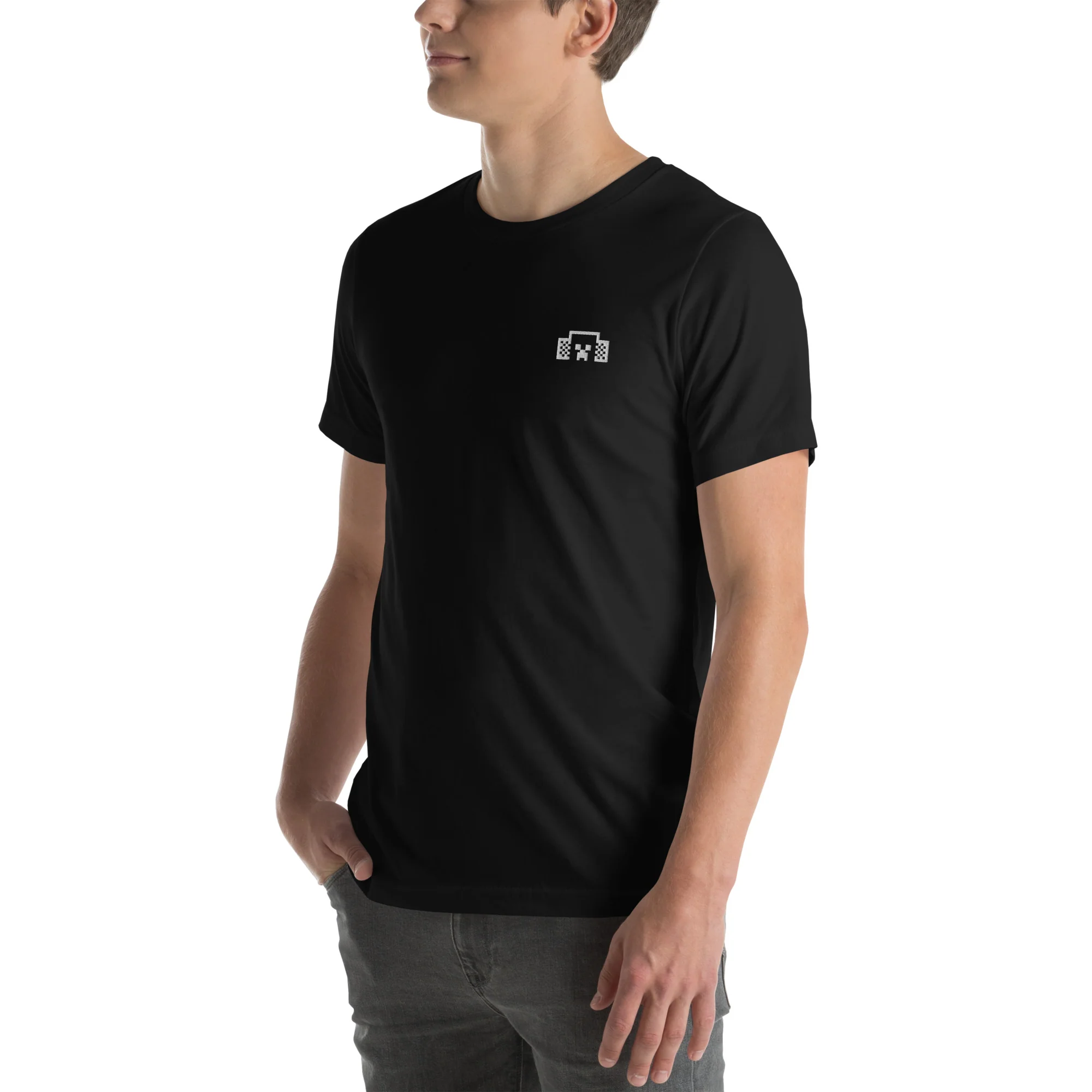 Minecraft Tuned In Creeper Embroidered Adult T-Shirt - Image 53