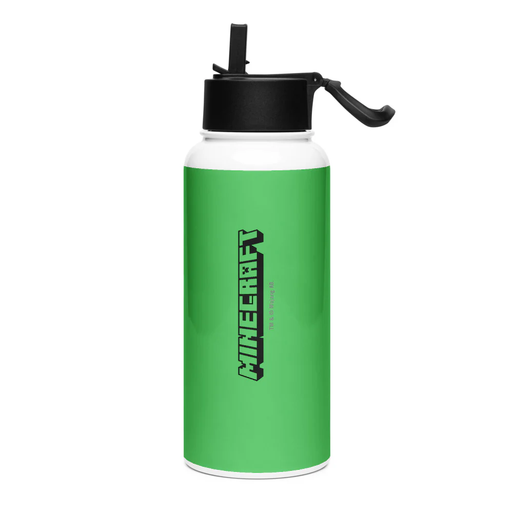 Minecraft Tuned In Creeper Stainless Steel Water Bottle with a Straw Lid - Image 4