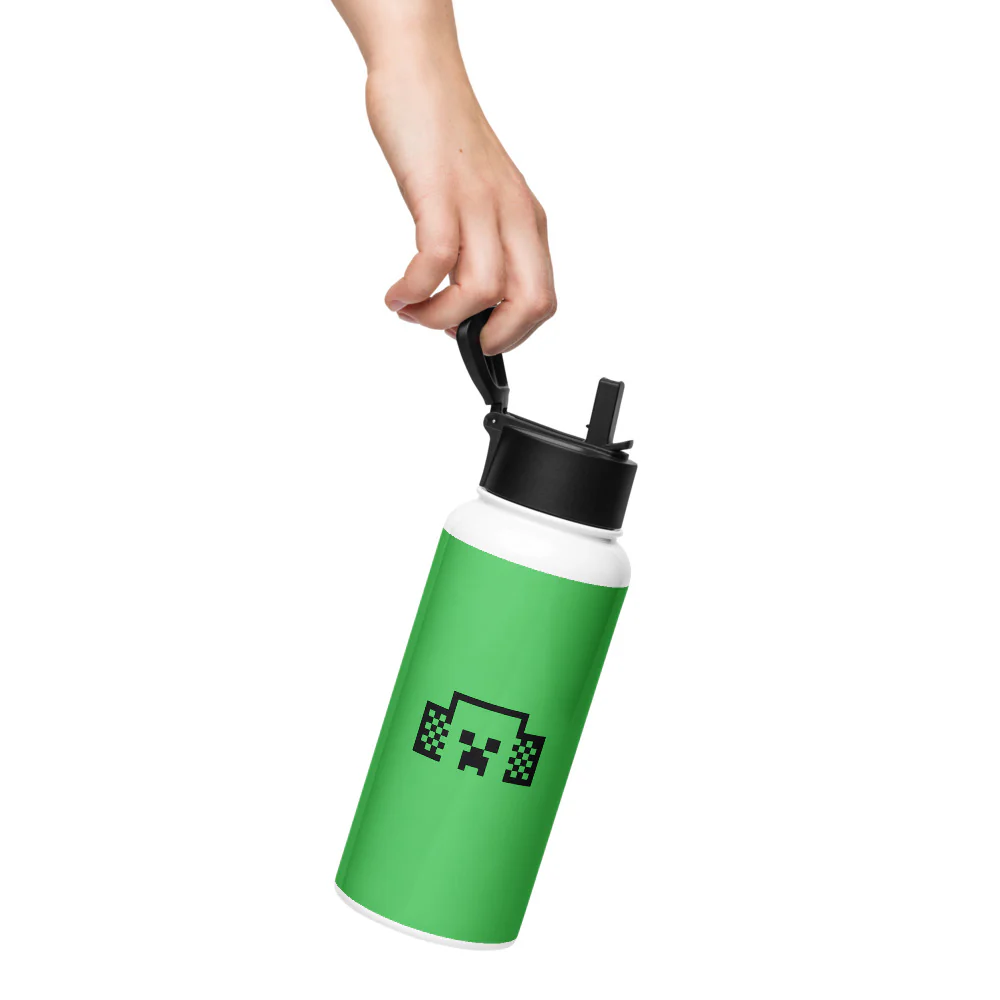 Minecraft Tuned In Creeper Stainless Steel Water Bottle with a Straw Lid - Image 5