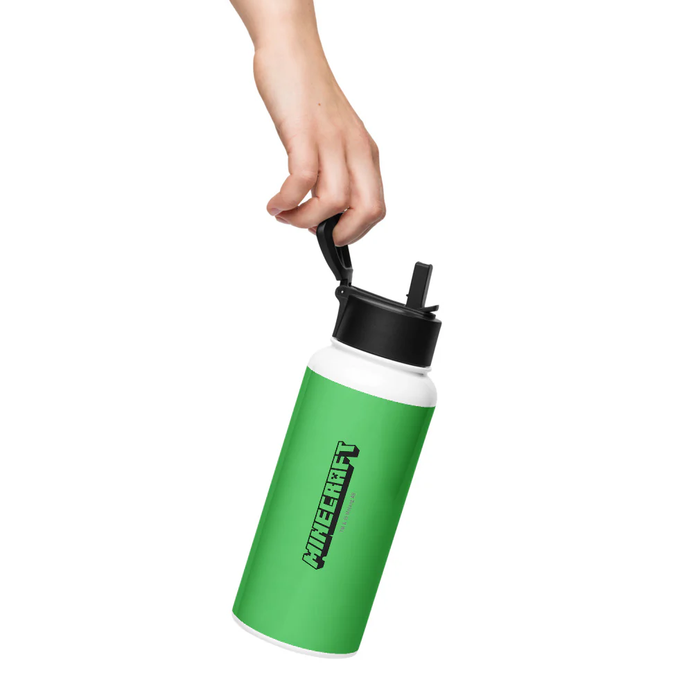 Minecraft Tuned In Creeper Stainless Steel Water Bottle with a Straw Lid - Image 6