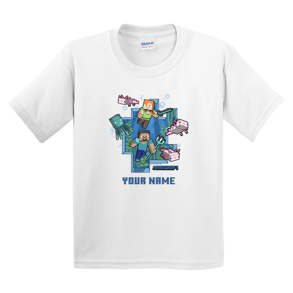 Minecraft Underwater: Personalized Kids T-Shirt - Image 3