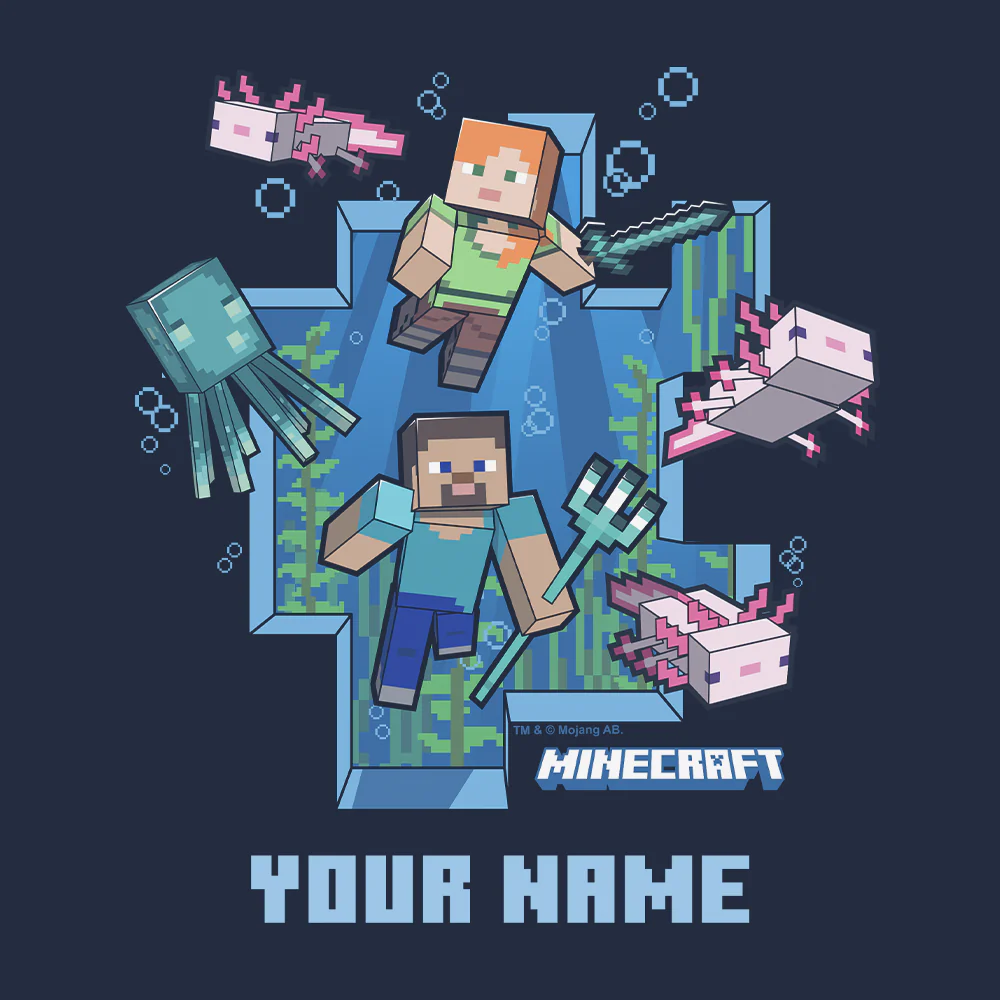 Minecraft Underwater: Personalized Kids T-Shirt - Image 4