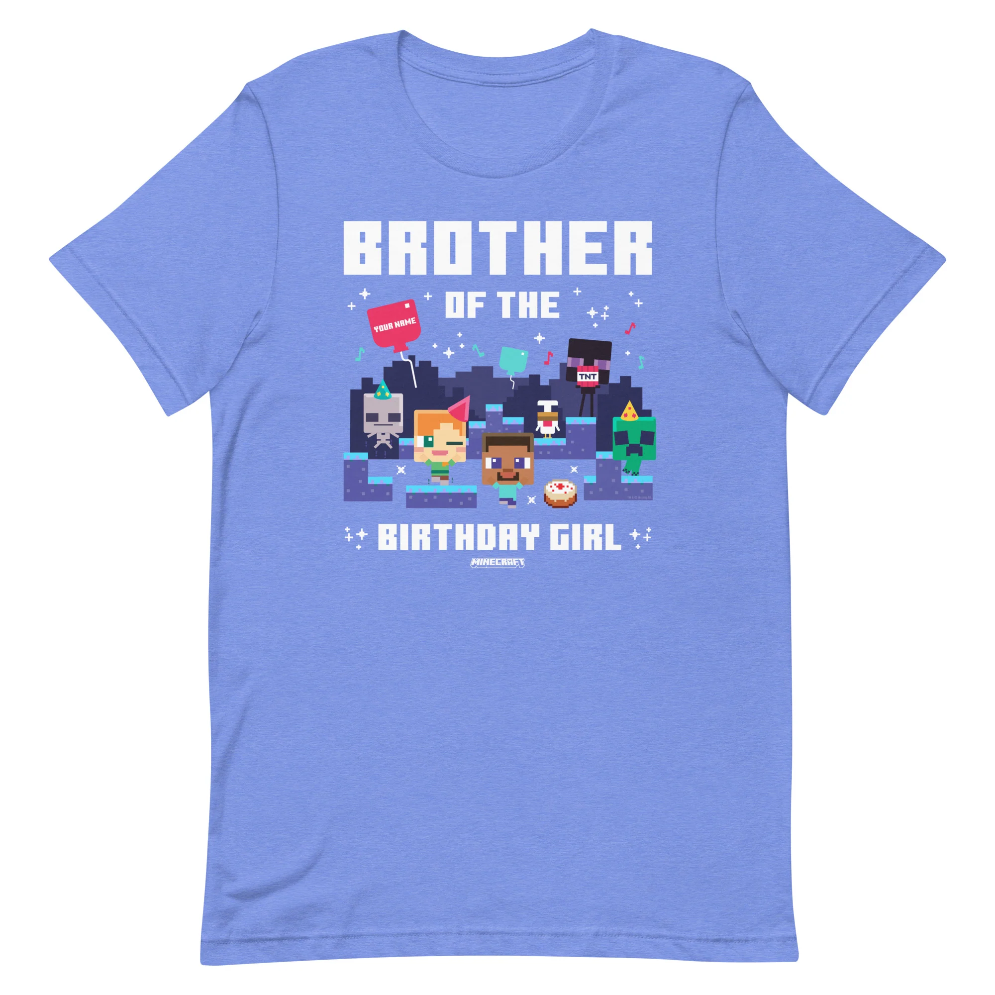 Minecraft Adult T-Shirt Brother Of The Birthday Girl Personalized Name