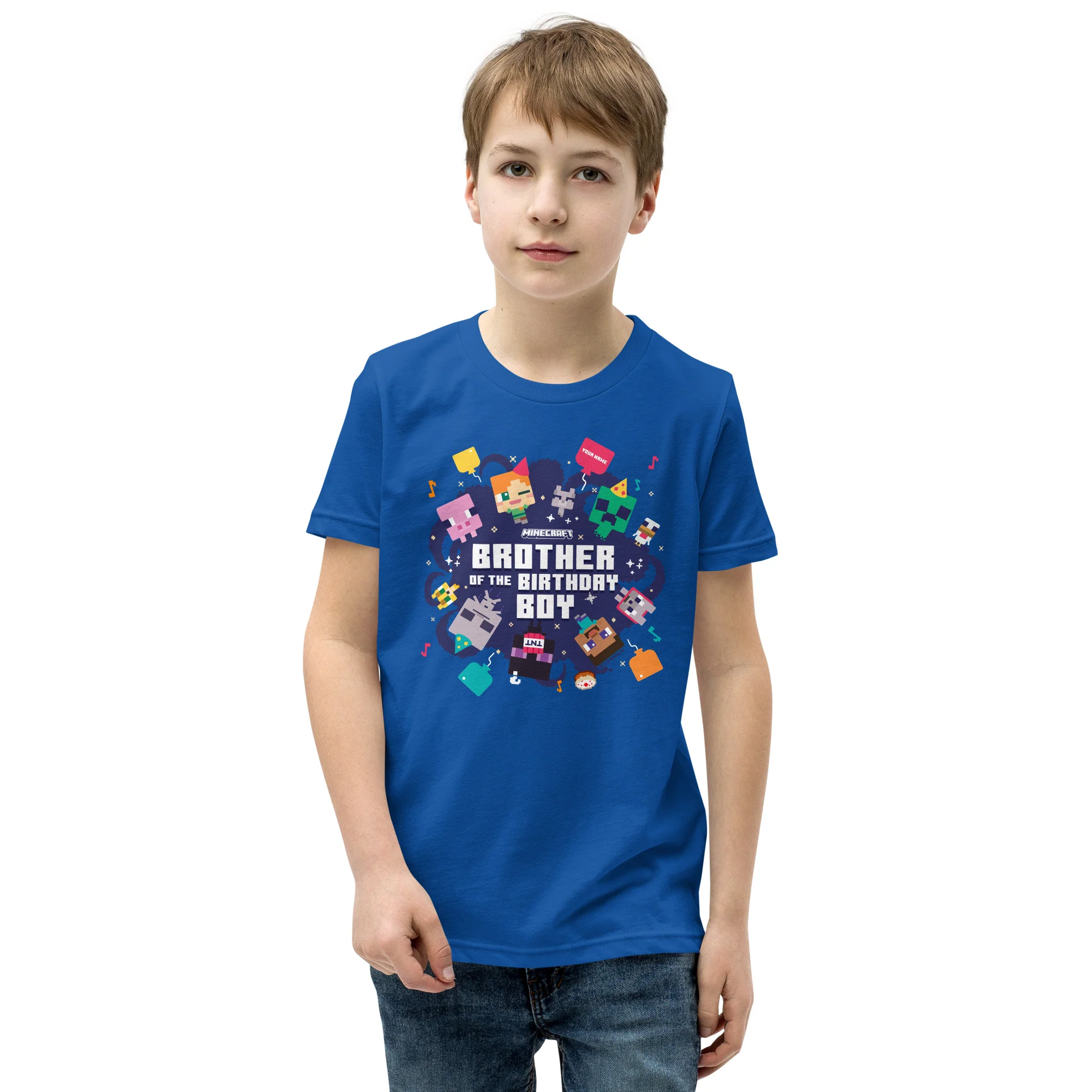 Minecraft Kids T-Shirt Brother Of The Birthday Boy Personalized Name - Image 2