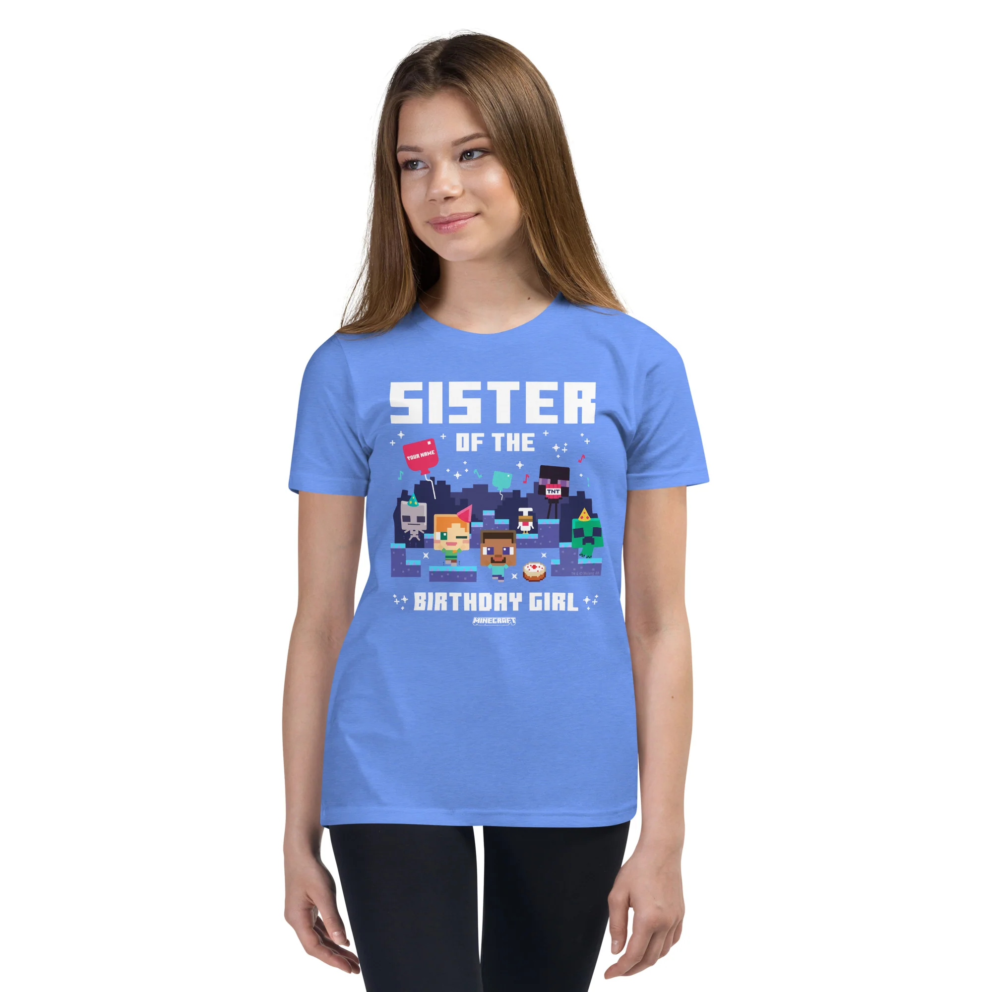 Minecraft Kids T-Shirt Sister Of The Birthday Girl Personalized Name - Image 2